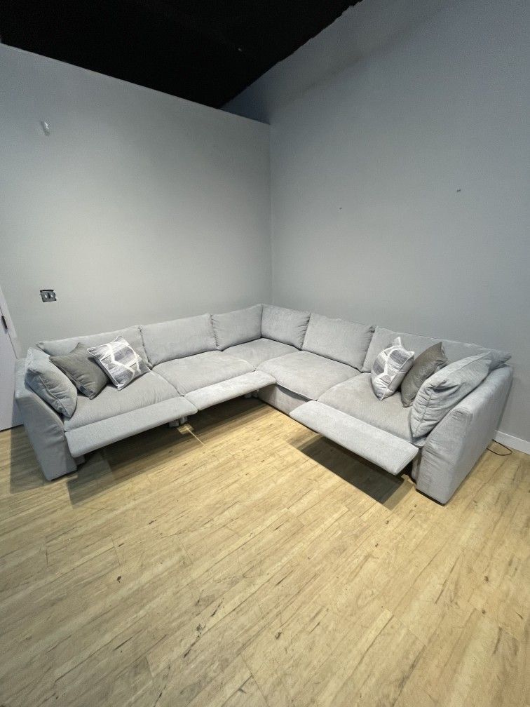 Modular Fabric Sectional Sofa Cloud Couch Gray