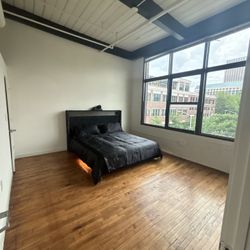 Modern Black Platform Bed w/ LED Accent – Loft Style