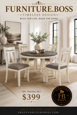 5pc Farmhouse Dining Table Set