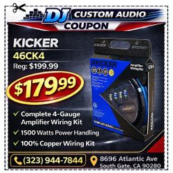 Kicker Complete Amplifier Copper Wiring Kit Fuse Power & Ground Wire RCA 1500 Watts 46CK4 CK4 🚨 Payment Options Available 🚨 No Credit Needed 🚨 