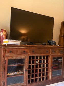 World Market Solid Wood Buffet / Sideboard with Wine Storage