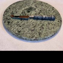 Green marble cheese plate and knife...approximately 10 inches in diameter...buy it for $10.00

Pick up in North Chesterfield....