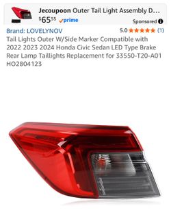 LOVELYNOV tail light (left) 20 22–20 24 Honda Civic sedan