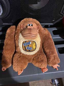 Vintage Donkey Kong plush toy with rubber face, hands, and feet 1982 Nintendo
