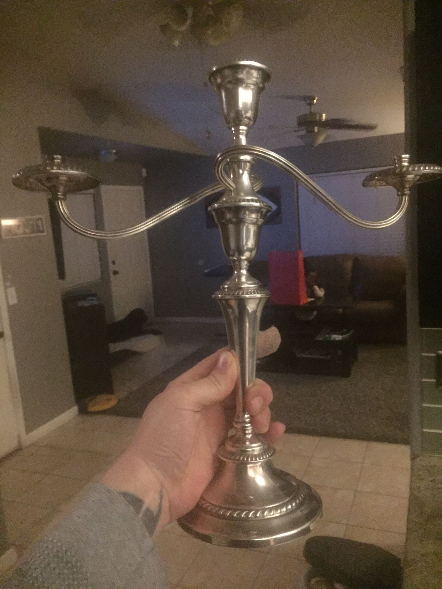 Gorham silver candelabra 14”
