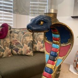 Egyptian Cobra Goddess screw in Glass Topped end Table