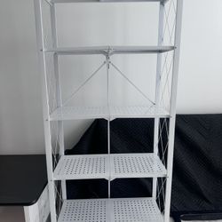 5 Tier Foldable Storage Shelf With Wheels 