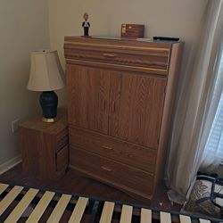 3 piece dresser, end table, and armoire $100