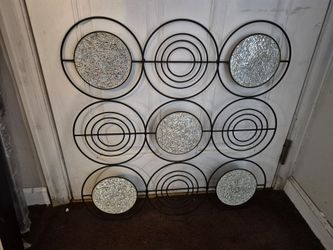 Modern Metal Wall Decor, w/ Crackle Mirrors