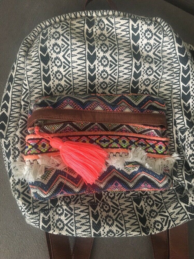 Gabriella Rocha backpack fringe Pom Pom purse bag bohemian mexican blanket theme geometric school girl