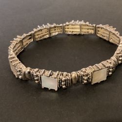 SilverTone Stretch Bracelet With Mother Pearls