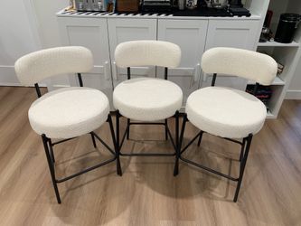 24'' Bar Stools Set of 3, for Kitchen Island. White