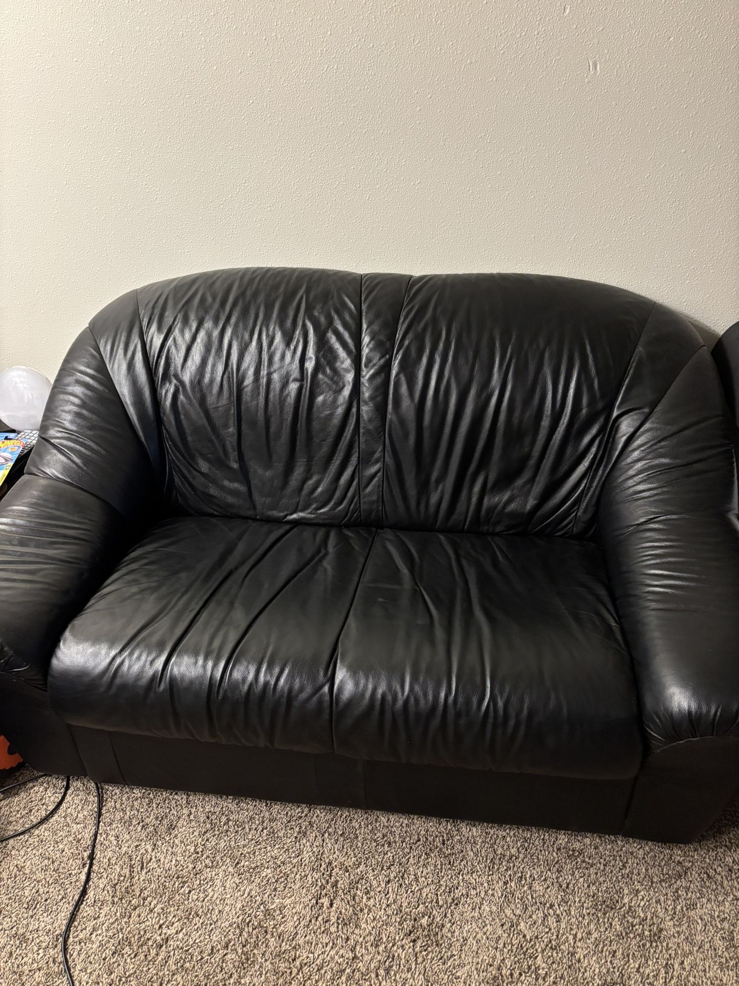 Black Fake Leather Couch