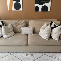 Beige, Crate & Barrel Sleeper Sofa