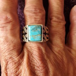 Vintage Sterling Silver Copper Turquoise Ring 