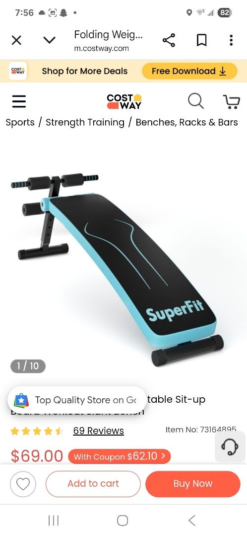 Folding Weight Bench Adjustable Sit-up Band Workout Bench