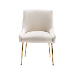 White Velvet Upholstered Side Chairs (2)