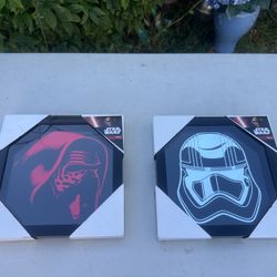 STAR WARS Artissimo 10”x10”  DARTH VADER & Storm Trooper Glass Framed Foil Art ~ BRAND NEW