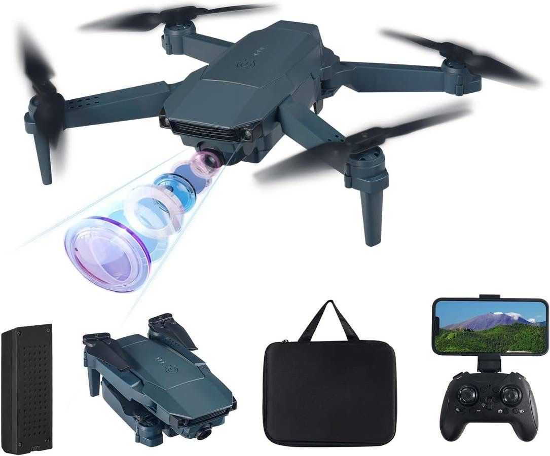 new Drones with Camera for Adults Kids, Foldable RC Quadcopter, Helicopter Toys, 1080P FPV Video Drone for Beginners, 2 Batteries, Carrying Case, One