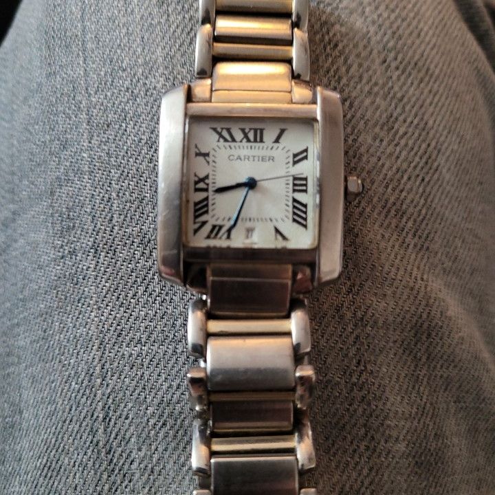 Cartier Tank Francaise Mid-Size SS 925 Silver Womens Square Face -$650