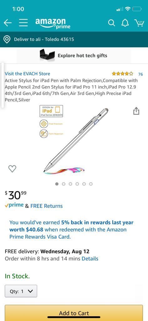 Active stylus for I pad pen with palm rejection