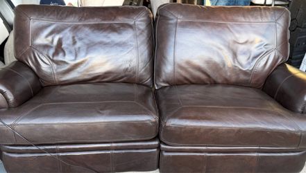 Brown Leather loveseat recliner