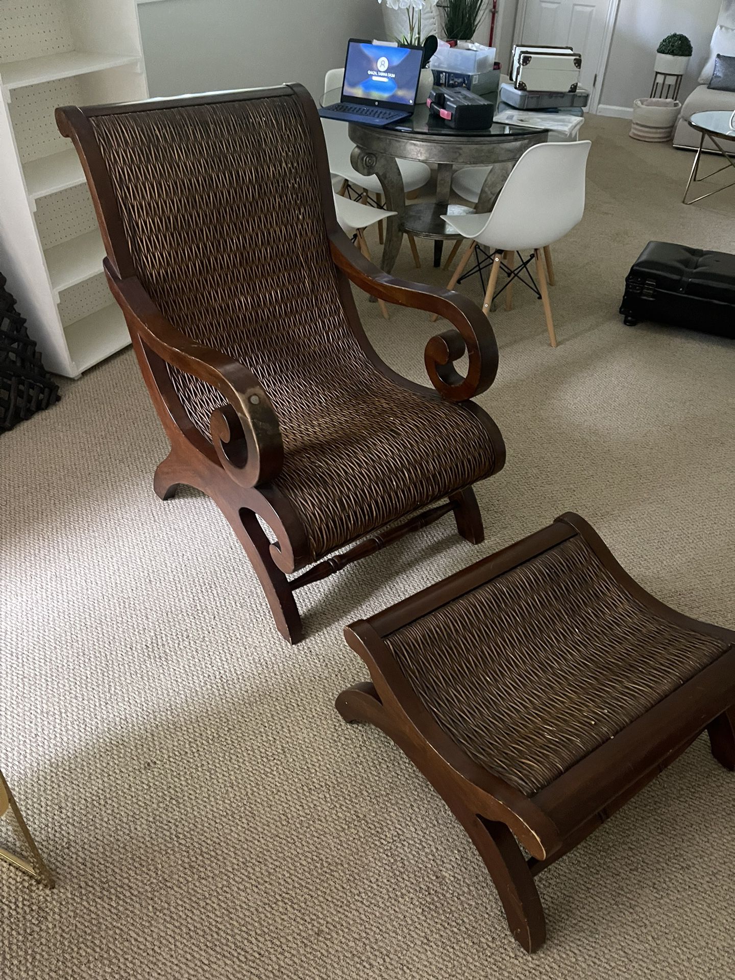 True Wood Empire Style Chair With Footrest