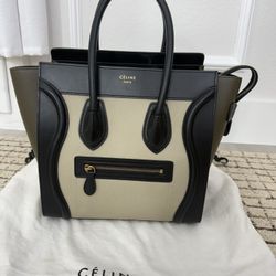 Céline Nano Luggage Tote – Olive / Chalk / Black (2015)