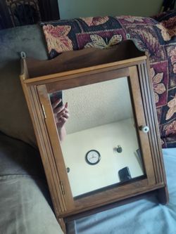 Vintage Wooden Medicine Cabinet with Mirror