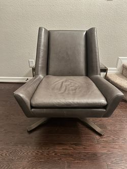 (It’s Available) Luke Leather Restoration Hardware Style Swivel Chair