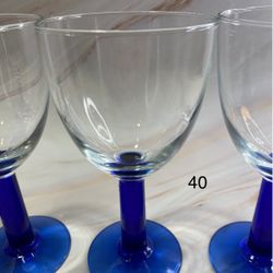 (6) pcs. Four Wine & Two margarita Vintage cobalt Blue Stemmed Colored Glassware barware Retro Goblets. Mix Drink Glass 70s . Retro Cobalt Goblet