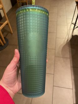 Green grid Starbucks Tumbler