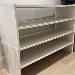 white wooden shoe organizer stackable shelves