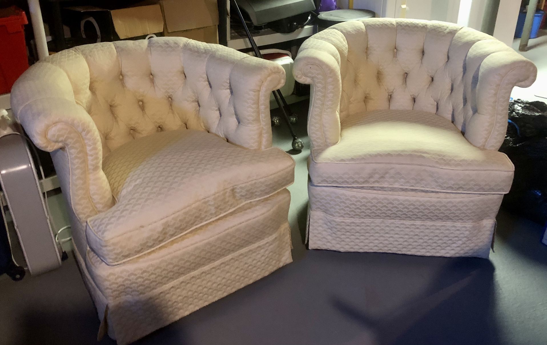 2 Cream Bucket Chairs