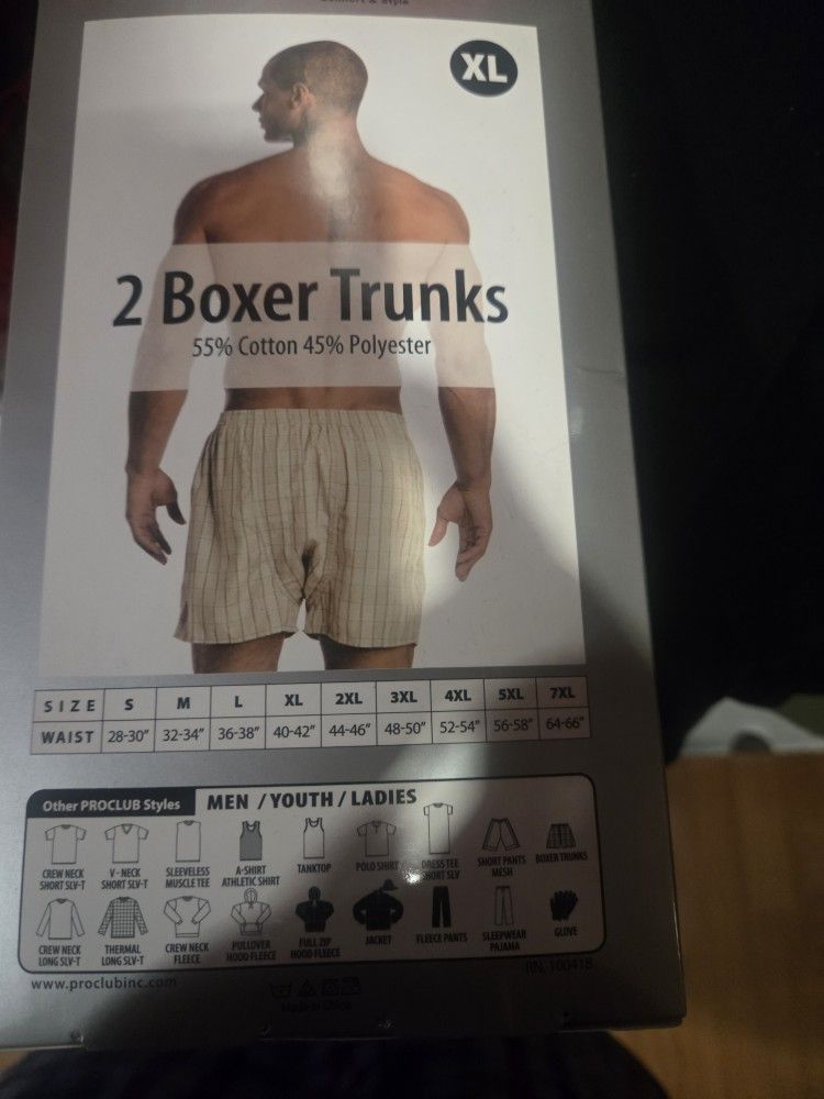 Xl Men PROCLUB Boxers Has 2 In Pack