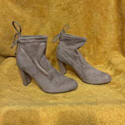 UNISA Taupe/Grey Tie Back Bootie Heels