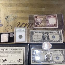 Lot of silver and paper bank notes American and foreign