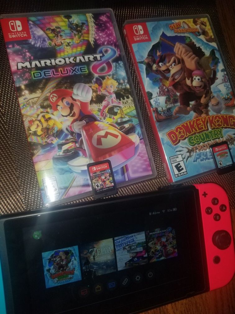 Nintendo Switch Games - Mario Kart 8 and Donkey Kong Country