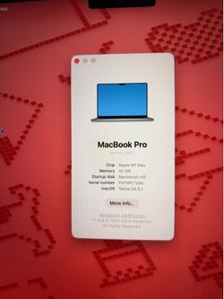 Apple MacBook Pro 16-inch 2021 M1 Max 32GB RAM 1TB