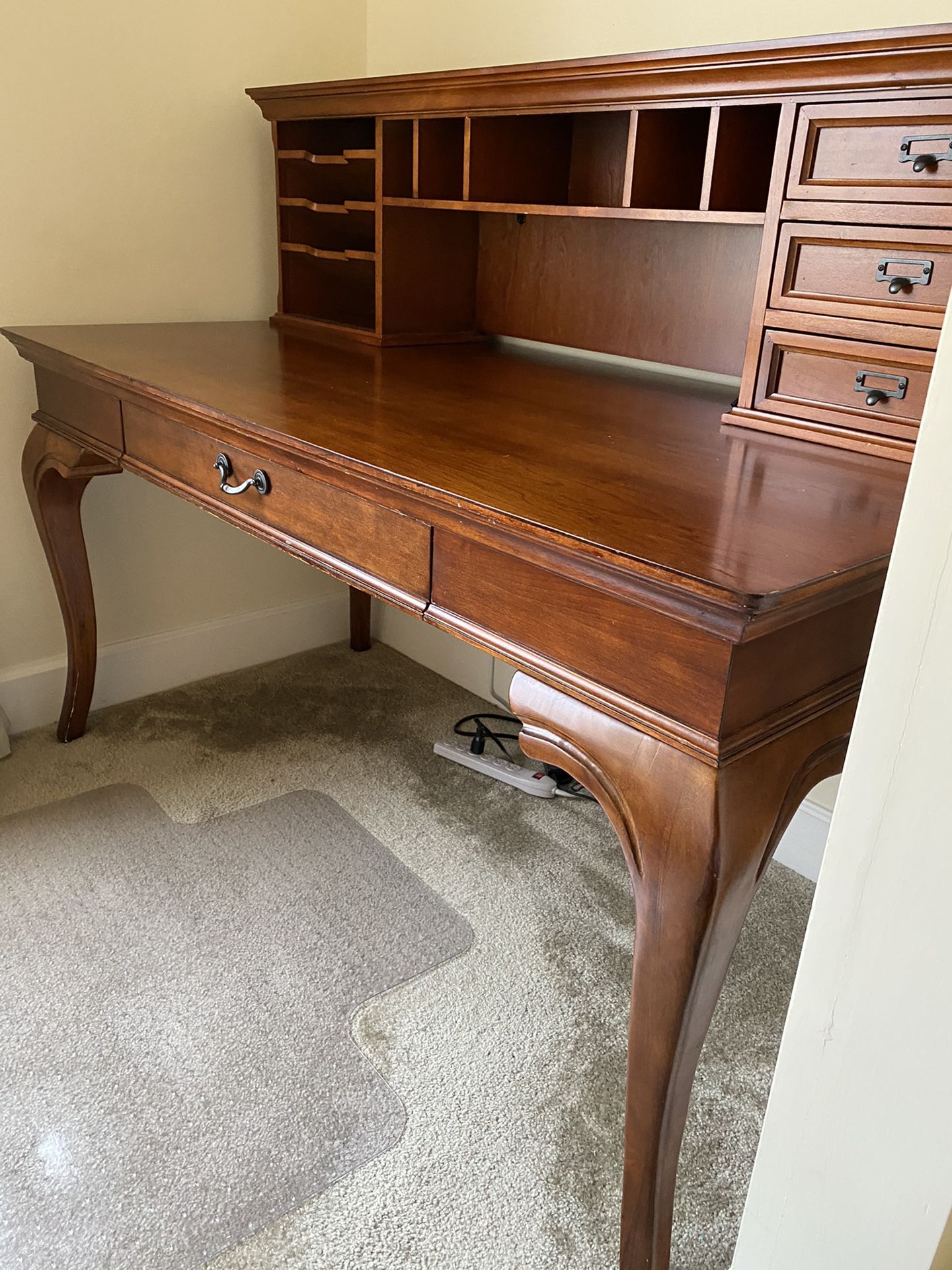 Credenza desk with removable hutch and matching 2 drawer file cabinet.