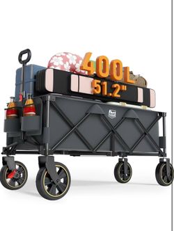 ❤️‍🔥 Ridge 51.2'' Extended Collapsible Wagon Cart with Brakes and Cargo Net