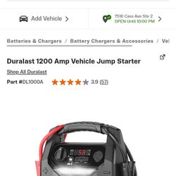 Duralast Jump Starter 1000 A