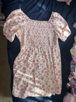 Pink Floral Smocked Puff Sleeve Sundress Size XL
