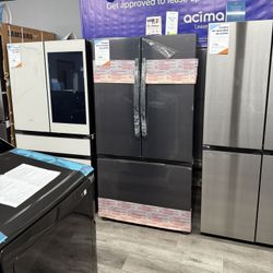 Samsung Standard-Depth Mega Capacity 31.5-Cu. Feet 3 -Door Smart Compatible French Door Refrigerator with Dual Ice Maker ( Matte Black Stainless )