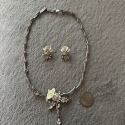 Swarovski Crystal Rose Necklace and Earrings Set