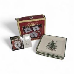 Spode Christmas Tree Collection Tidbit Square Plates Set Of 4 Ceramic New