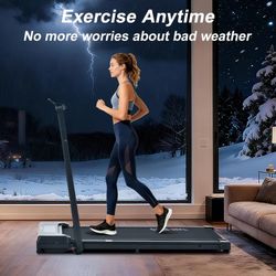Folding Treadmill with Handrail, Walking Mat Treadmill Portable Treadmill for Easy Moving, Quiet design for home and office Walking pad Treadmill with