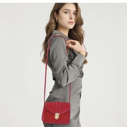 PU Leather Crossbody Bag for women Satchel Shoulder Bag for Ladies(Red）