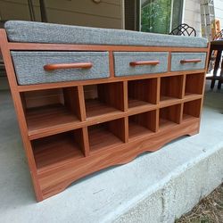 Bench and Storage Shelf w Drawers 32" x 12.5" 19.5" tall