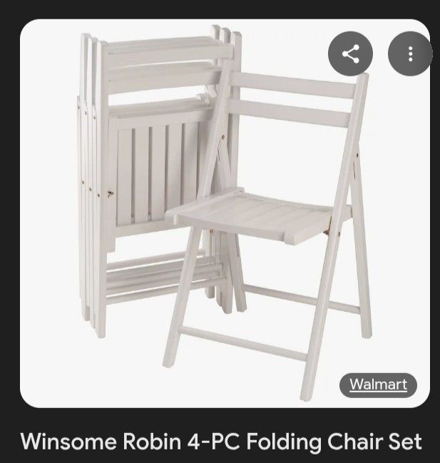 4 Piece Wooden White Folding Chair Set